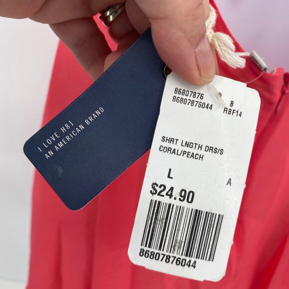 I Love H81 Red V-Neck Spaghetti Strap Mini Slip Dress Size Large NEW - Picture 5 of 10